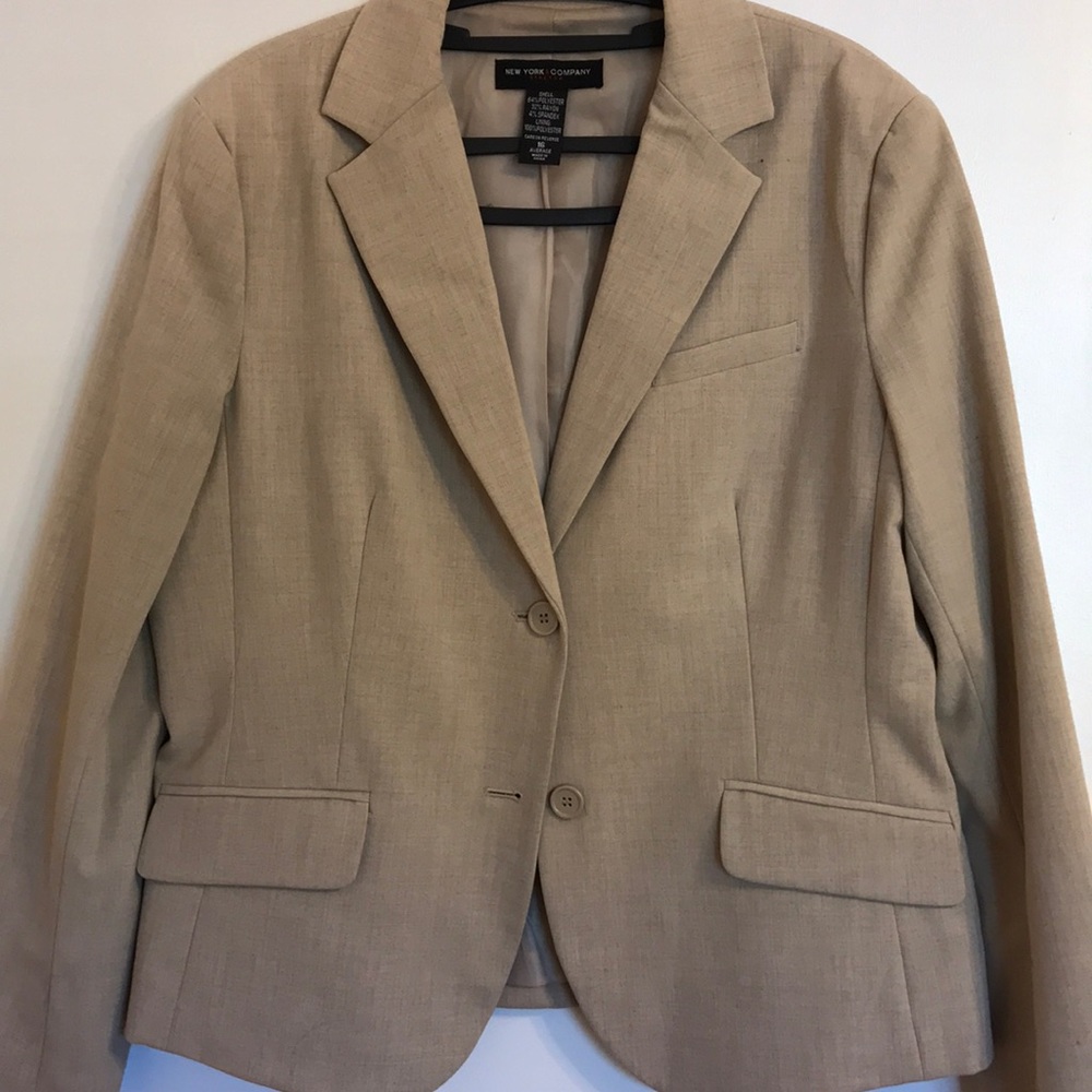 Brand New suit jacket, heather tan , lined, 16.